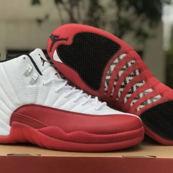 White Red Air Jordan 12 Basketball Mens Shoes - Picture 2 of 12